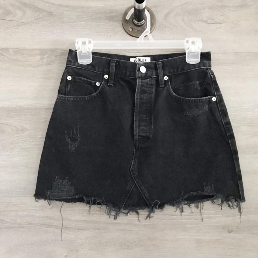 Agolde Quinn High Rise Mini Skirt Black 26 Y2K